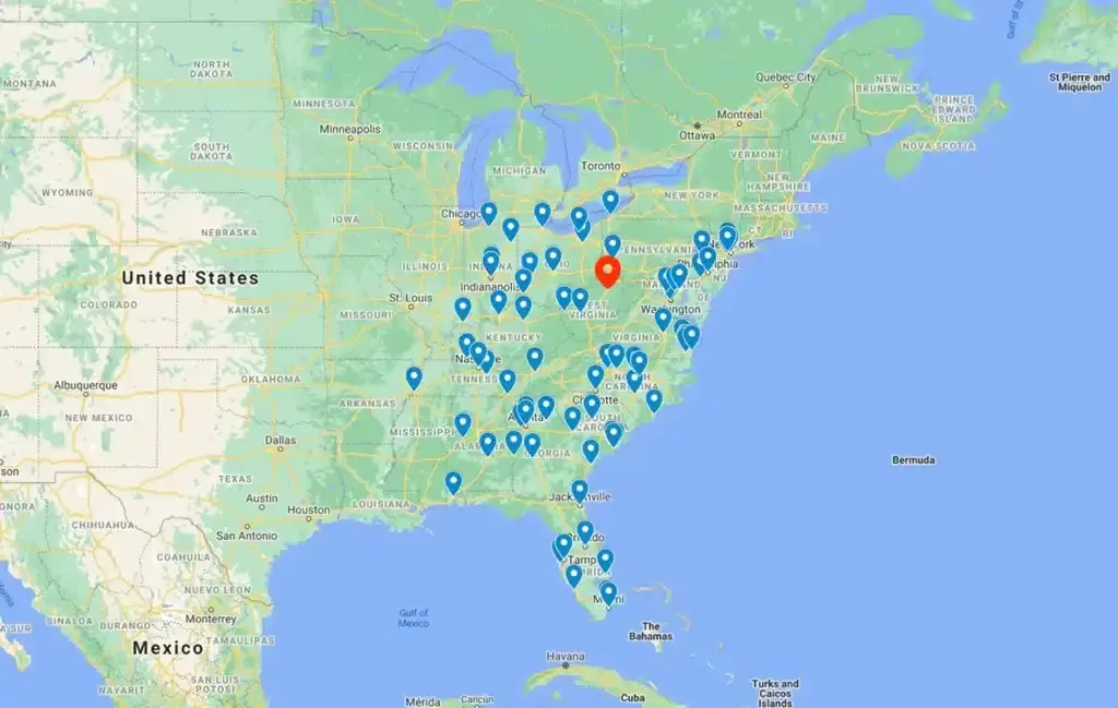 View our North Central West Virginia service area