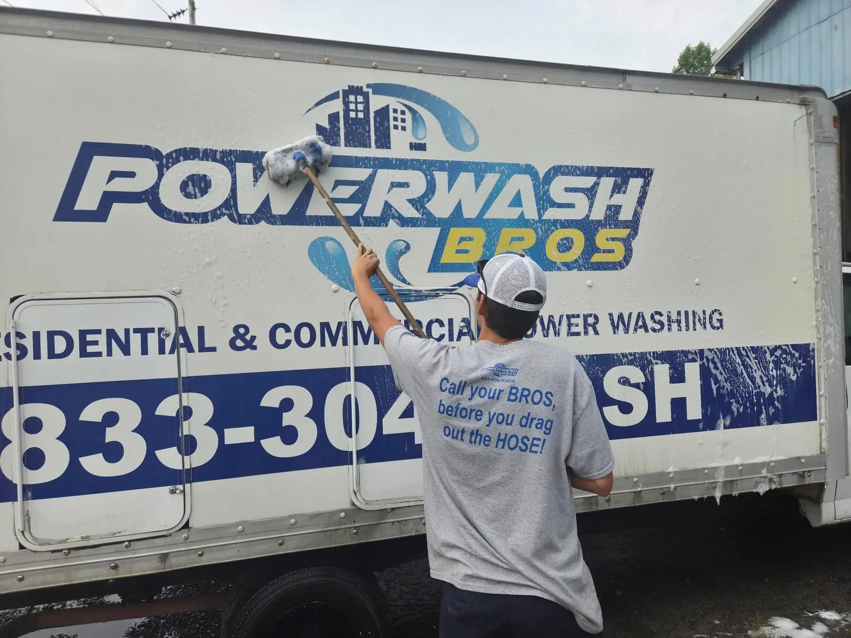 Powerwash Bros professional exterior cleaning equipment and crew